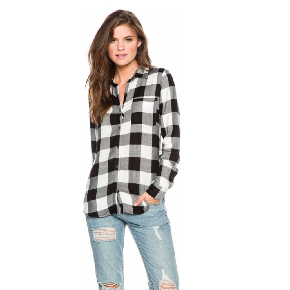 Rip Curl Buffalo Plaid Flannel with Lace Back